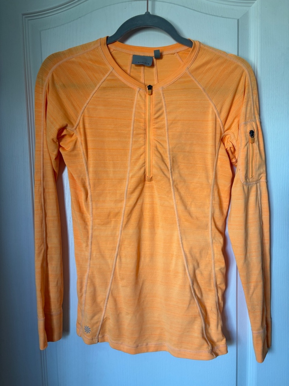 Athleta Half Zip Running Top Orange XS Long Sleeve Athletic Workout